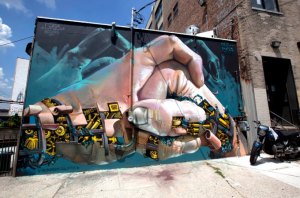 Work by Case Maclaim and Pixel Pancho, 447 Troutman Street, between St. Nicholas and Cypress Avenues