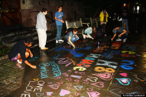 Students work on mural.
